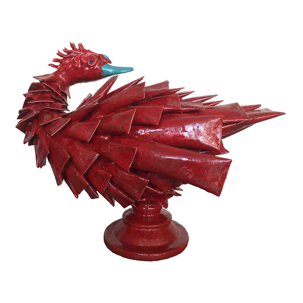 Red Junk Bird, 30 x 23 x 38 cm, porcelein